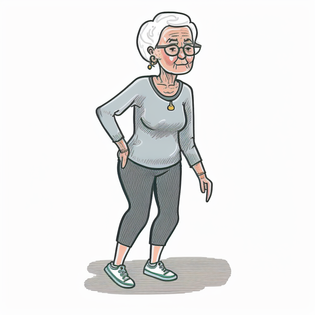 Senior woman with hip pain cartoon